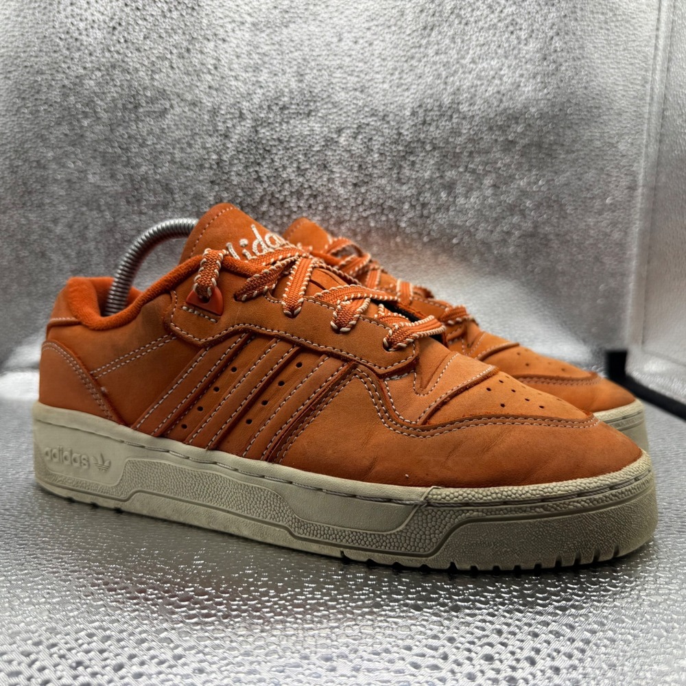 Size 7.5 Adidas Rivalry Low Sneakers Womens Orange Excellent Nubuck Leather
